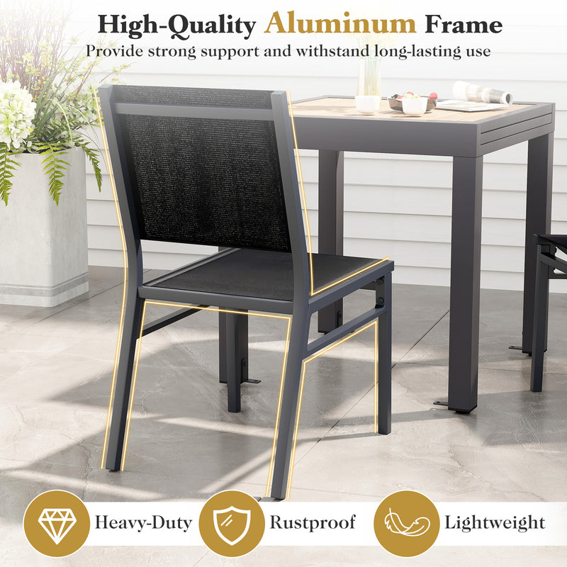 Costway - Outdoor Dining Chairs with Breathable Seat and Backrest for Backyard Porch Poolside-1 Piece