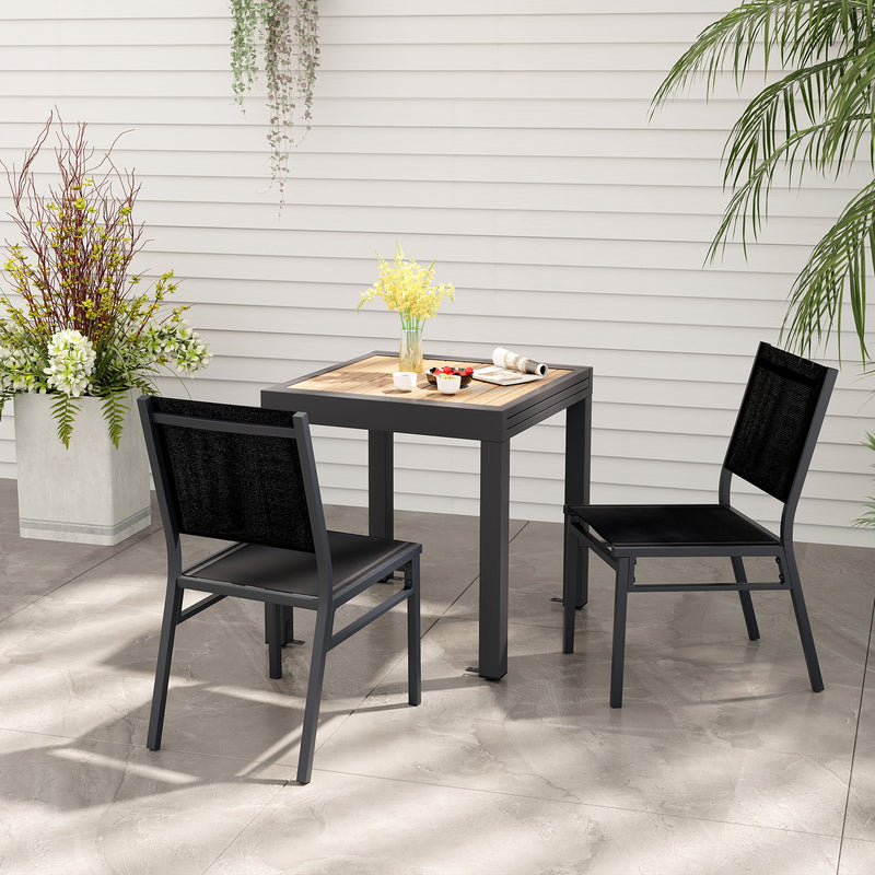 Costway - Outdoor Dining Chairs with Breathable Seat and Backrest for Backyard Porch Poolside-Set of 2