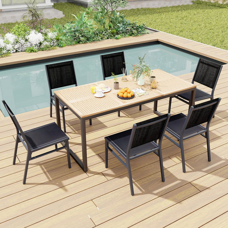 Costway - Outdoor Dining Chairs with Breathable Seat and Backrest for Backyard Porch Poolside-Set of 2