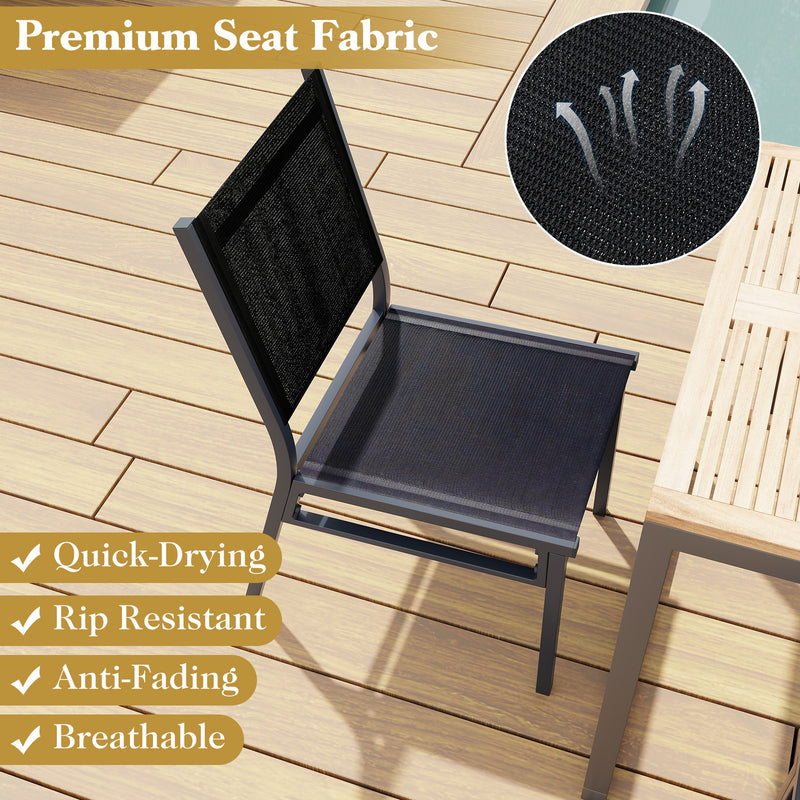Costway - Outdoor Dining Chairs with Breathable Seat and Backrest for Backyard Porch Poolside-Set of 2