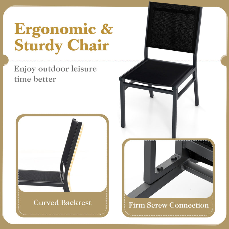 Costway - Outdoor Dining Chairs with Breathable Seat and Backrest for Backyard Porch Poolside-Set of 2