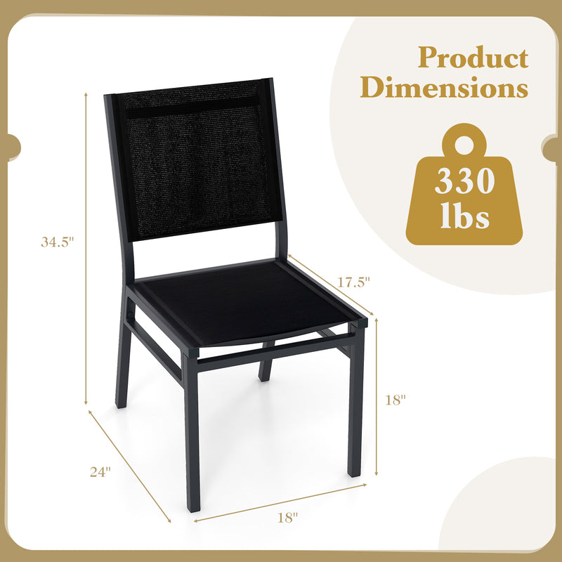 Costway - Outdoor Dining Chairs with Breathable Seat and Backrest for Backyard Porch Poolside-Set of 2