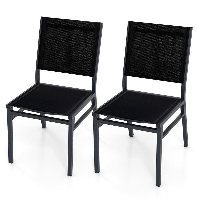Costway - Outdoor Dining Chairs with Breathable Seat and Backrest for Backyard Porch Poolside-Set of 2