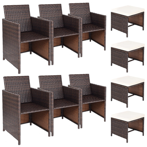 Costway - 10 Pieces Outdoor Patio Dining Set