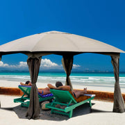 Costway - 11.5 x 11.5 Feet Fully Enclosed Outdoor Gazebo with Removable 4 Walls