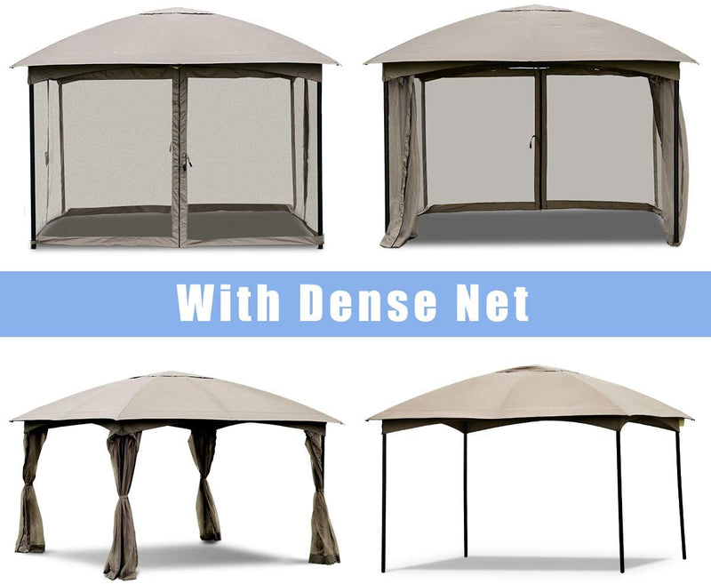 Costway - 11.5 x 11.5 Feet Fully Enclosed Outdoor Gazebo with Removable 4 Walls