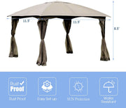 Costway - 11.5 x 11.5 Feet Fully Enclosed Outdoor Gazebo with Removable 4 Walls