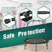 Costway - 40 Inch Foldable Fitness Rebounder with Resistance Bands Adjustable Home-Green