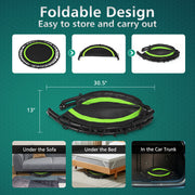 Costway - 40 Inch Foldable Fitness Rebounder with Resistance Bands Adjustable Home-Green