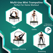 Costway - 40 Inch Foldable Fitness Rebounder with Resistance Bands Adjustable Home-Green