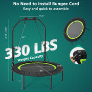Costway - 40 Inch Foldable Fitness Rebounder with Resistance Bands Adjustable Home-Green