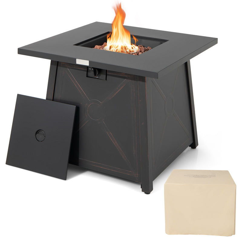 Costway - 30 Inch Square Propane Gas Fire Table with Waterproof Cover