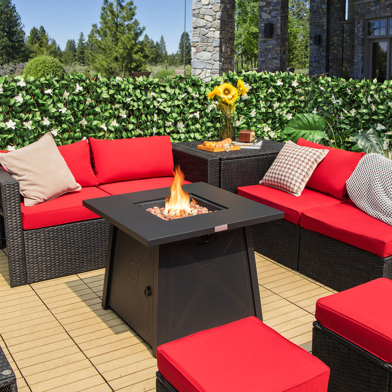Costway - 30 Inch Square Propane Gas Fire Table with Waterproof Cover