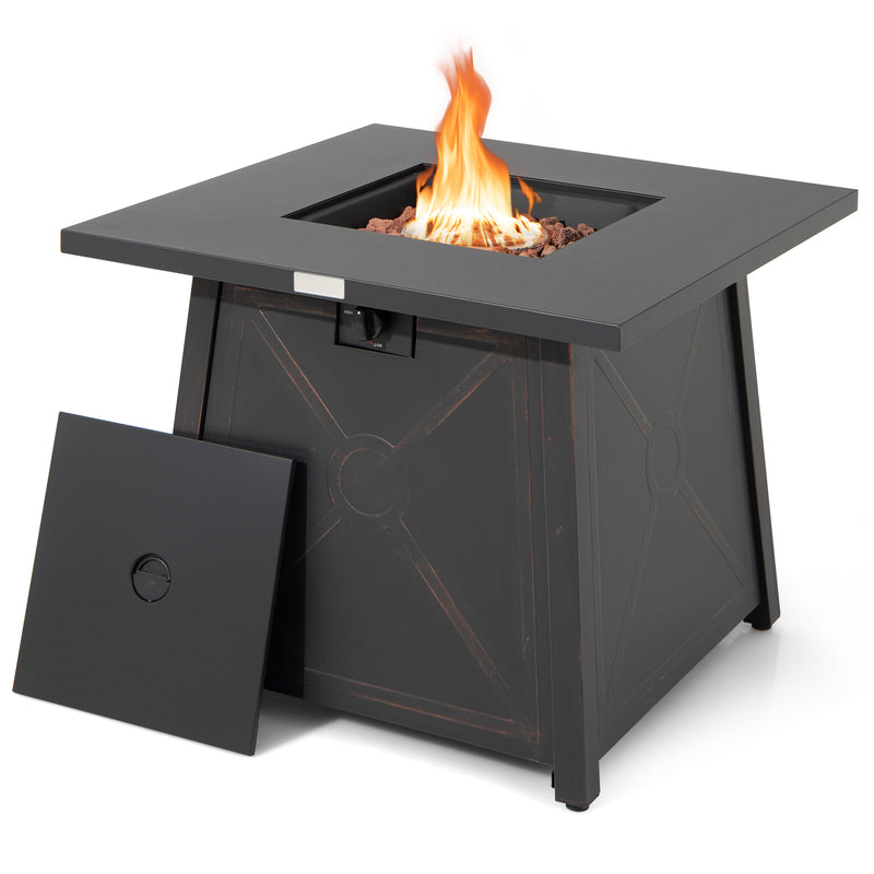 Costway - 30 Inch Square Propane Gas Fire Table with Waterproof Cover
