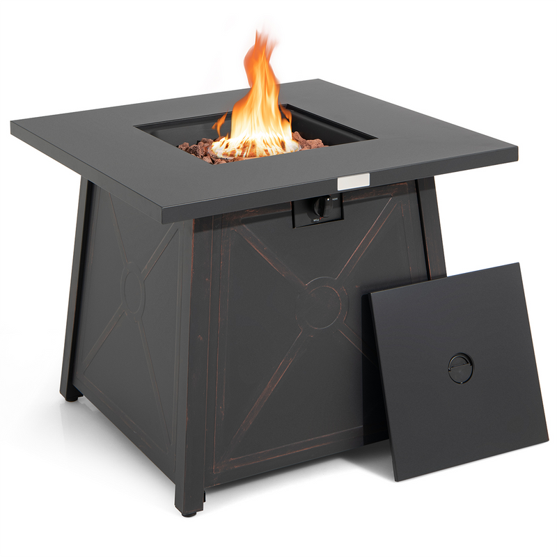 Costway - 30 Inch Square Propane Gas Fire Table with Waterproof Cover