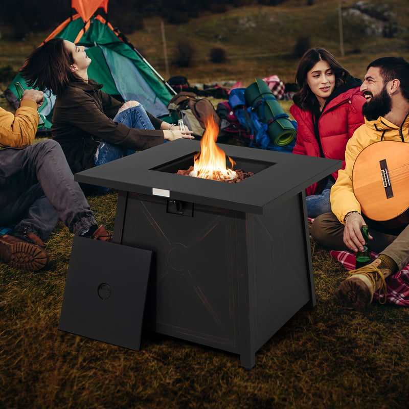 Costway - 30 Inch Square Propane Gas Fire Table with Waterproof Cover