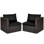 Costway - 2 Pieces Patio Rattan Sectional Conversation Sofa Set-Black
