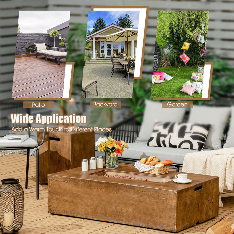 Costway - 48 x 27Inch Outdoor Gas Fire Pit Table 50 000 BTU with Lava Rocks and Cover
