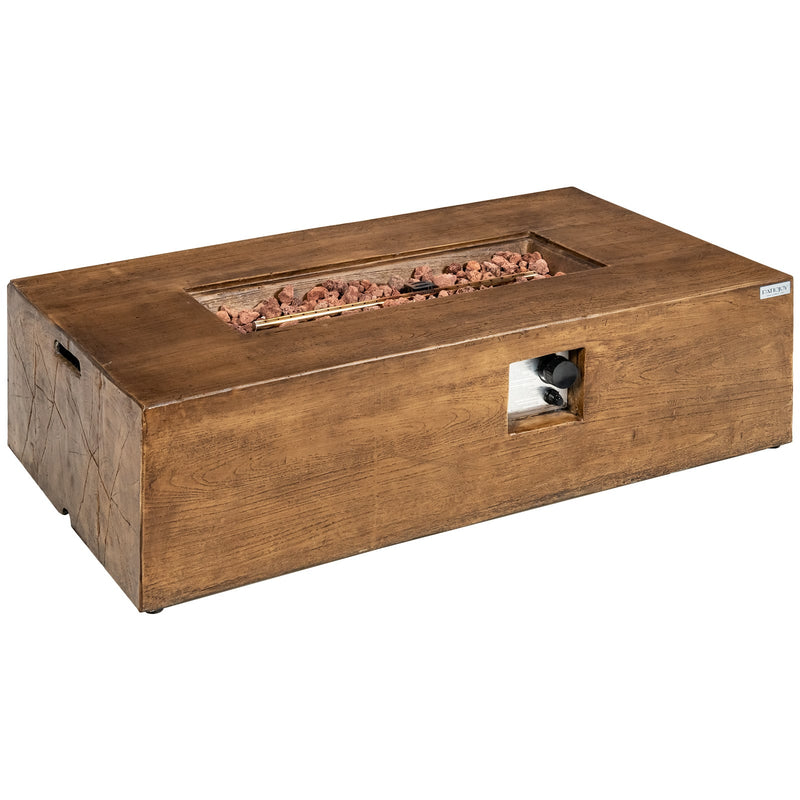Costway - 48 x 27Inch Outdoor Gas Fire Pit Table 50 000 BTU with Lava Rocks and Cover