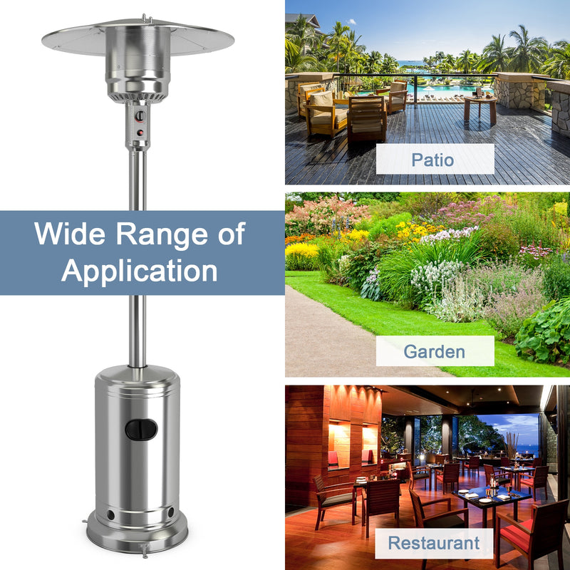 Costway - Garden Propane Standing LP Gas Steel Accessories Heater-Silver