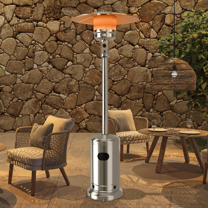 Costway - Garden Propane Standing LP Gas Steel Accessories Heater-Silver