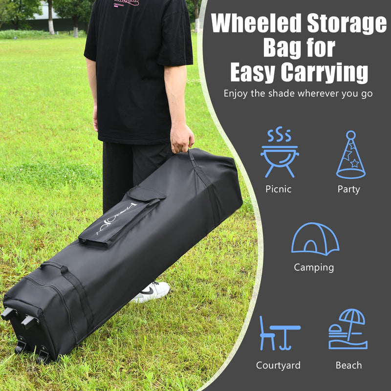 Costway - 13 Feet x 13 Feet Pop Up Canopy Tent Instant Outdoor Folding Canopy Shelter-Blue
