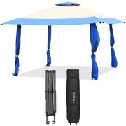 Costway - 13 Feet x 13 Feet Pop Up Canopy Tent Instant Outdoor Folding Canopy Shelter-Blue