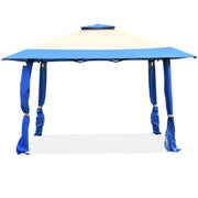 Costway - 13 Feet x 13 Feet Pop Up Canopy Tent Instant Outdoor Folding Canopy Shelter-Blue
