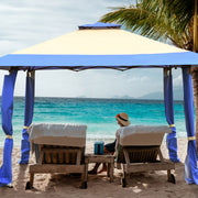 Costway - 13 Feet x 13 Feet Pop Up Canopy Tent Instant Outdoor Folding Canopy Shelter-Blue