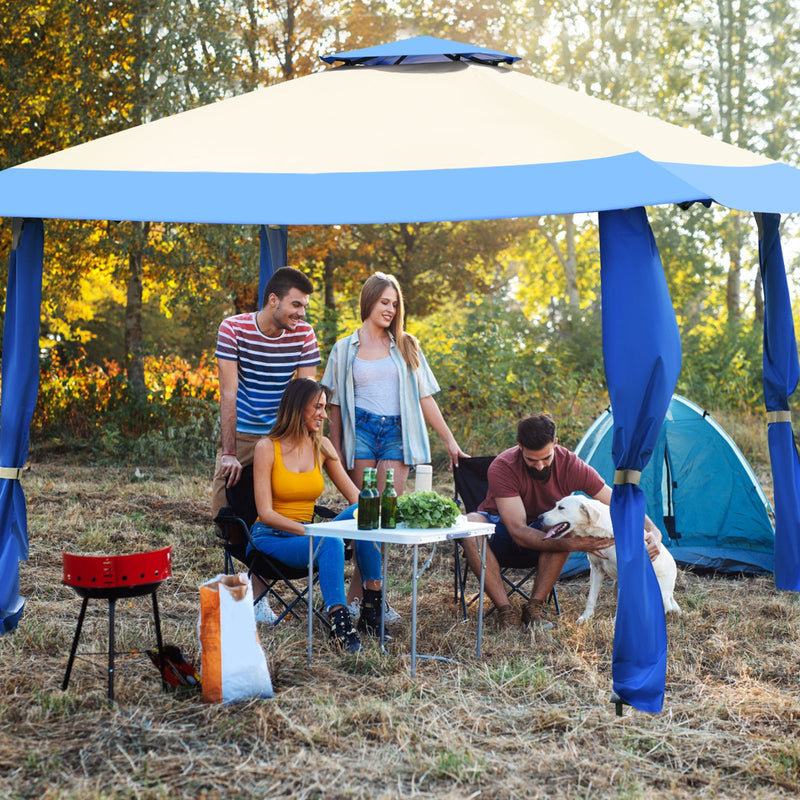 Costway - 13 Feet x 13 Feet Pop Up Canopy Tent Instant Outdoor Folding Canopy Shelter-Blue