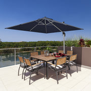 Costway - 10 Feet 360° Tilt Aluminum Square Patio Umbrella without Weight Base-Navy