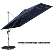Costway - 10 Feet 360° Tilt Aluminum Square Patio Umbrella without Weight Base-Navy