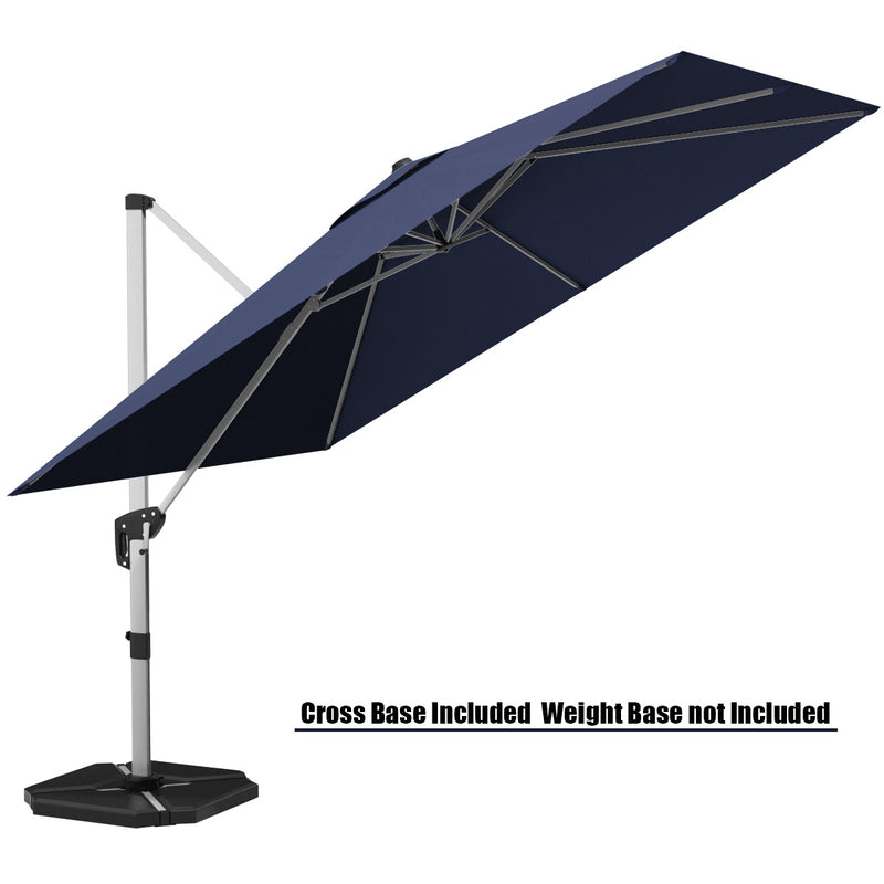 Costway - 10 Feet 360° Tilt Aluminum Square Patio Umbrella without Weight Base-Navy