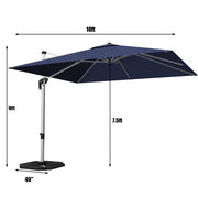 Costway - 10 Feet 360° Tilt Aluminum Square Patio Umbrella without Weight Base-Navy