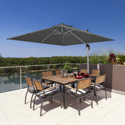 Costway - 10 Feet 360° Tilt Aluminum Square Patio Umbrella without Weight Base-Gray