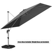 Costway - 10 Feet 360° Tilt Aluminum Square Patio Umbrella without Weight Base-Gray