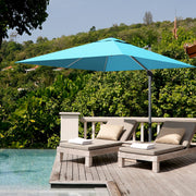 Costway - 10 ft 360 Degree Tilt Aluminum Square Patio Offset Cantilever Umbrella without Weight Base-Blue