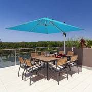 Costway - 10 ft 360 Degree Tilt Aluminum Square Patio Offset Cantilever Umbrella without Weight Base-Blue