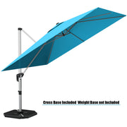 Costway - 10 ft 360 Degree Tilt Aluminum Square Patio Offset Cantilever Umbrella without Weight Base-Blue
