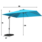 Costway - 10 ft 360 Degree Tilt Aluminum Square Patio Offset Cantilever Umbrella without Weight Base-Blue