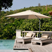 Costway - 10 ft 360 Degree Tilt Aluminum Square Patio Offset Cantilever Umbrella without Weight Base-Beige