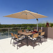 Costway - 10 ft 360 Degree Tilt Aluminum Square Patio Offset Cantilever Umbrella without Weight Base-Beige