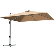 Costway - 10 ft 360 Degree Tilt Aluminum Square Patio Offset Cantilever Umbrella without Weight Base-Beige