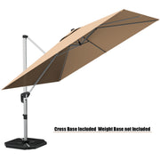 Costway - 10 ft 360 Degree Tilt Aluminum Square Patio Offset Cantilever Umbrella without Weight Base-Beige