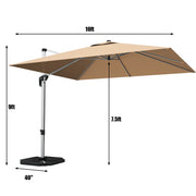 Costway - 10 ft 360 Degree Tilt Aluminum Square Patio Offset Cantilever Umbrella without Weight Base-Beige