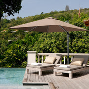 Costway - 10 ft 360 Degree Tilt Aluminum Square Patio Offset Cantilever Umbrella without Weight Base-Tan