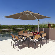 Costway - 10 ft 360 Degree Tilt Aluminum Square Patio Offset Cantilever Umbrella without Weight Base-Tan
