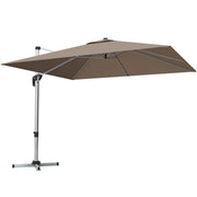 Costway - 10 ft 360 Degree Tilt Aluminum Square Patio Offset Cantilever Umbrella without Weight Base-Tan
