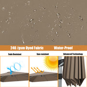 Costway - 10 ft 360 Degree Tilt Aluminum Square Patio Offset Cantilever Umbrella without Weight Base-Tan