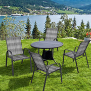Costway - Set of 6 Outdoor PE Wicker Stackable Chairs with Sturdy Steel Frame-Gray